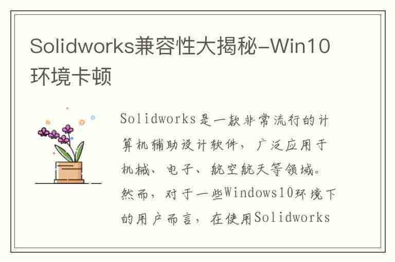 Solidworks兼容性大揭秘-Win10环境卡顿